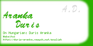 aranka duris business card